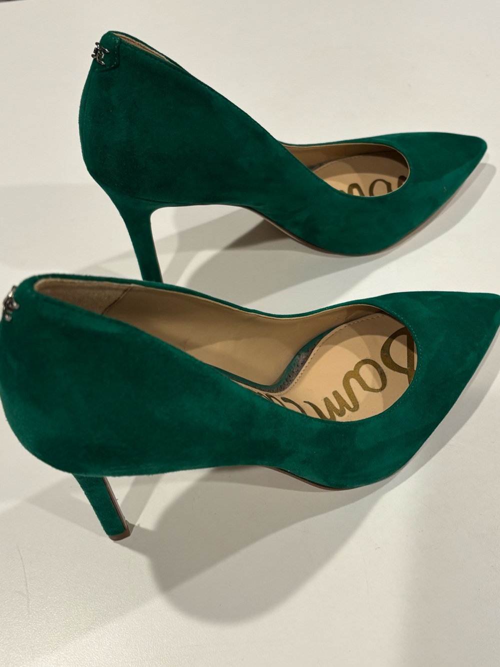 Sam Edelman Hazel Pointed Toe Heels Suede Emerald Green RARE Womens 8.5 Holidays - Picture 10 of 15